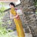 Elegant Chinese Qipao Dress With Peacock Embroidery, Slim-Fit Long Cheongsam For Women, High Neckline & Side Slit, Breathable Polyester Blend Fabric_ecoleips.com