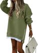 Women's Spring Autumn Fashion Splicing Side Zipper Design Sweatshirt Round Neck Long Sleeved Mid Length Irregular Tops_ecoleips.com