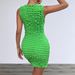 European And American Women's Fashion Cross-border New Stylish Drawstring Elastic Bubble Pattern Sexy Bodycon_ecoleips.com