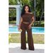 European And American Style Women's Fashion Off-Shoulder Asymmetrical Ruched Wide Leg Pants Two-Piece Set GL6818_ecoleips.com