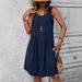 Spring/Summer Women's Pleated Sleeveless Crew Neck Casual Solid Color Cotton-Linen Dress A-Line Dress_ecoleips.com