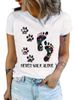 European And American Cross-border Foreign Trade Women's Clothing Animal Footprint Round-neck Printed Short-sleeve_ecoleips.com