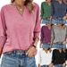 Women's Clothing Women's Clothing Summer New Loose V Neck Bat Sleeves Colorful Cotton T Shirt For Women_ecoleips.com