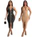 C7095 Cross-Border European And American Fashion Women's With Rhinestones, Slim Fit, Sexy Bodycon Long_ecoleips.com