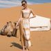 Women's Sequin Two-Piece Handmade Printed Dress_ecoleips.com