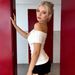 American Simple Rivet Decoration Asymmetrical Neckline Off-the-shoulder T-shirt Women's Short-sleeved Slim-fitting Casual Waist Pleated Top_ecoleips.com