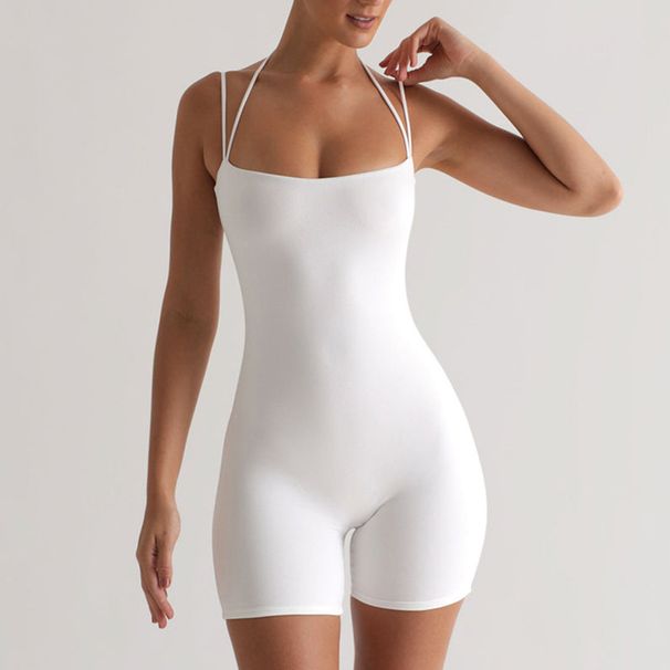 Diyun 2025 Spring Summer European And American Sexy Solid Color Home Strap Outdoor Slim Fit Jumpsuit Yoga_ecoleips.com