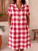 Women's Summer Plaid Print Shirt Dress Casual Loose Fit Short Sleeves European American Style Cross Border Fashion for Women_ecoleips.com