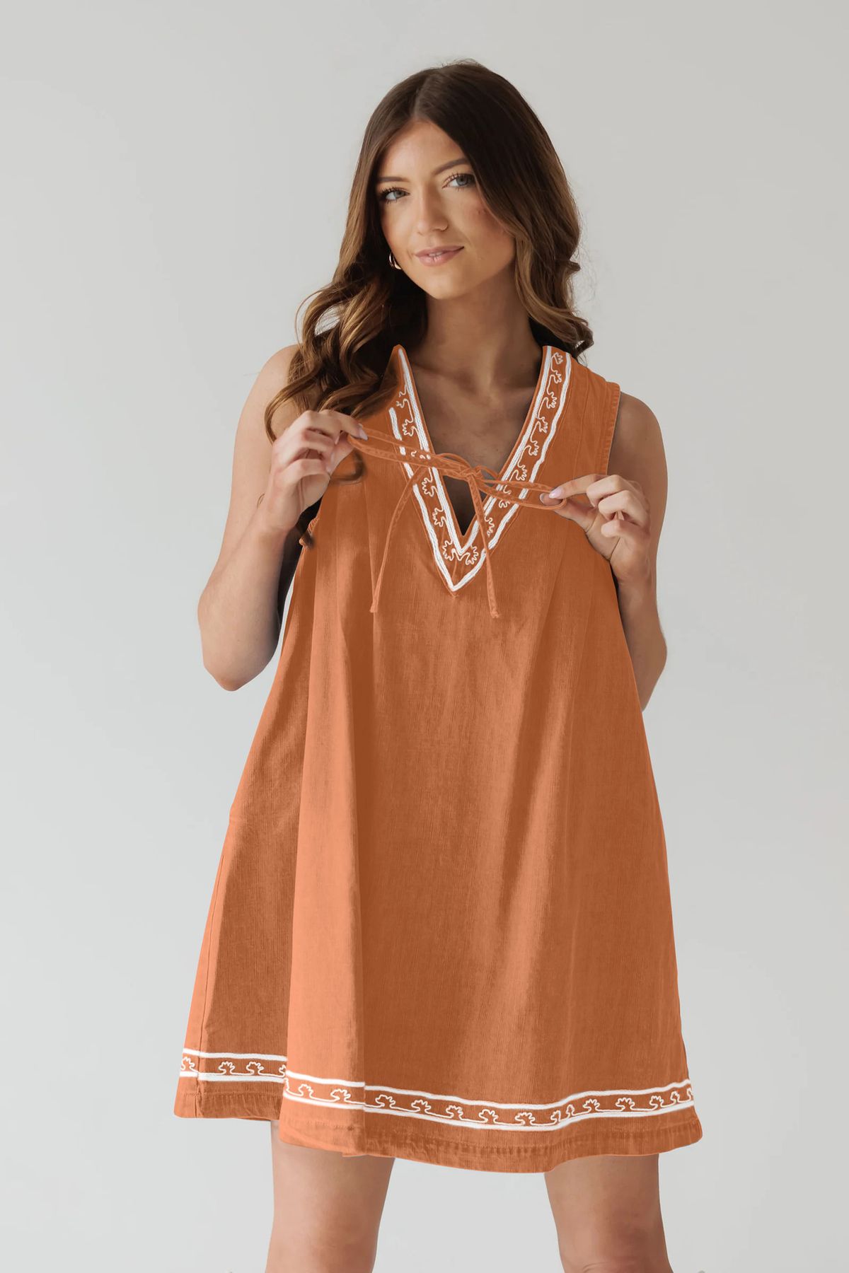 Women's Street Style V Neck Sleeveless Embroidered Vest Denim Dress Summer_ecoleips.com
