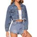 Women's Loose Fit Denim Jacket Fashionable Frayed Edges Short Ripped Style Casual_ecoleips.com
