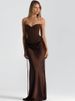 JULISSA MO Patchwork Sexy Strapless Satin Women Maxi Dress Coffee Backless High Waist Dress Winter Slim Elegant Party Club Dress_ecoleips.com