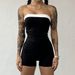 European American Style Women's Sleeveless Strapless Patchwork Sexy Nightclub Outfit Bodycon Top off Shoulder Waist Cinching Thin Design_ecoleips.com