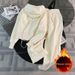 Women's Autumn Winter Fashionable Two Piece Set High Waisted Wide Leg Pants And Fleece Lined Hooded Sweatshirt Casual Loose Fit Youthful Outfit_ecoleips.com