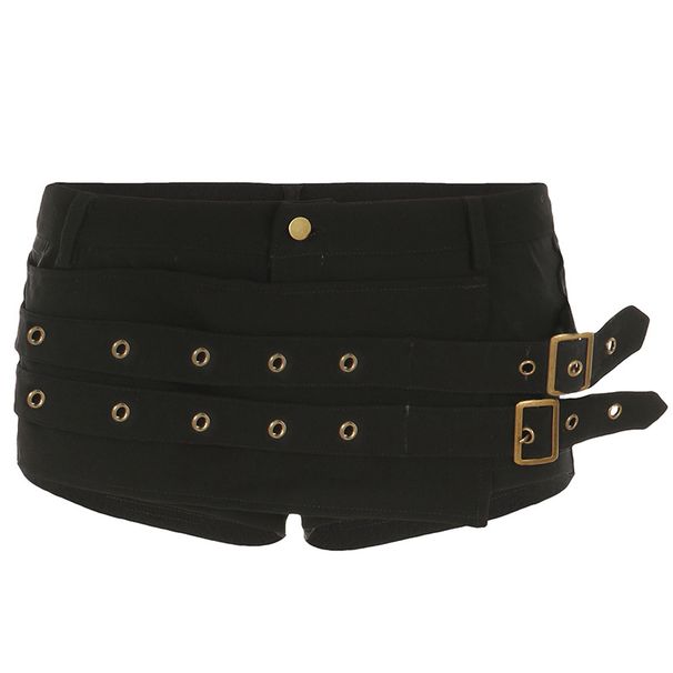 Aria Basics Aria Basics Unique Design Double-belted Low-waist Shorts, European And American Style, Personalized Women's Tight Casual Hot Pants_ecoleips.com