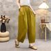 Suitable For All Seasons One Button Linen Carrot For Women 2025 Summer New Lantern Cross Elastic Waist Casual Pants_ecoleips.com