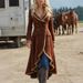 Western Vintage Suede Coat With Leather Accents – Longline Duster Jacket For Women (Bohemian Cowboy Chic & Winter Warmth)_ecoleips.com