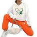 Women's Fleece Lined Thickened Sweatshirt Set Autumn Winter Lazy Printed Two Piece Top_ecoleips.com