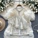 Women's Clothing Niche Light Luxury Three Dimensional Ruffle Stitching Round Neck Pearl Single Breasted Versatile Lace Crop Top_ecoleips.com