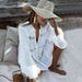 Women's Beach Cover up Shirt Hollowed out Flared Sleeve Sun Protection Swimsuit Jacket European American Style Outerwear_ecoleips.com