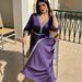 Women's Clothing Purple Long Sleeved V-Neck Rhinestone Studded Loose Fit Middle Eastern Women's Arabian Dress Modest Abaya Dress_ecoleips.com