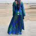 Sexy Hollow Out Backless Bohemian Dress Casual Long Sleeved Women's O-neck Dresses Vintage Pattern Printed Pleated Holiday Dress_ecoleips.com