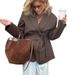 Women’s Relaxed Fit Blazer – Belted Waist Long Sleeve Suit Jacket | Casual Office Wear With Notch Lapel & Side Pockets_ecoleips.com