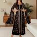 Women's Clothing Elegant Embroidered Dress Elegant Belted Robe_ecoleips.com