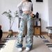 Women's Clothing New Street Style Large Pocket Design Washed Gradient Workwear Paratrooper Pants Casual Jeans_ecoleips.com