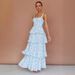 Spring Summer Floor Length Temperament Printed Dress for Women Holiday Party Two Colors Available_ecoleips.com