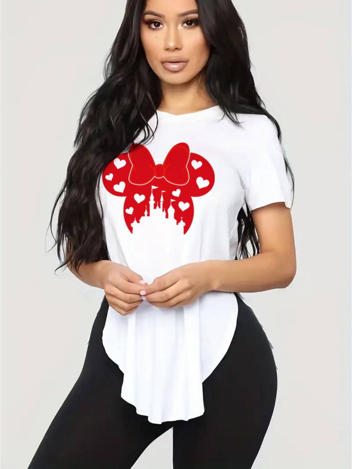 Summer Women's Loose Slimming Bow Crew Neck Short Sleeve Bow Top Wholesale_ecoleips.com