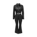 Women's PU Leather Blazer & Jogger Pants Set - Streetwear Suit With Beaded Details, Comfortable Lounge-to-Club Outfit (S-XXL)_ecoleips.com