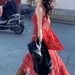 Juemei2025 Ew Casual Temperamet Waist Cichig Slimmig Patchwork Red Checkered Log Suspeder 14 Meter Dress For_ecoleips.com