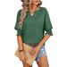 European And American Cross-Border Women's Clothing 2025 Summer New Loose V-Neck Batwing Sleeve Colorful Cotton_ecoleips.com