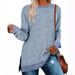 Cross-border European And American Women's Clothing Independent Station Long-sleeve Round-neck Color-blocked Slit_ecoleips.com