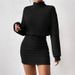 Cross-Border European And American 2025 Autumn Winter New Bodycon Long Sleeve High Neck Ribbed Knit Sexy Dress_ecoleips.com
