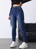 K Women's Flip Up Workwear Elastic Tight Jeans Slim Fit Casual Version Women's Jeans_ecoleips.com