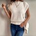 Oversized Knit Vest – High Neck & Long Sleeve Layering Piece For Women (Rayon Blend, 4 Sizes, Cream)_ecoleips.com