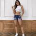 K Printed Multi Breasted High Waisted Comfortable Slim Fit Fashionable Straight Leg Casual Jeans_ecoleips.com