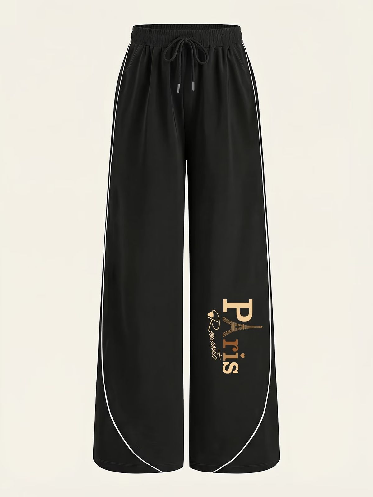 Women's Wide Leg Pants Paris Eiffel Tower Print Trendy Street Style English Pattern Casual Formal Polyester Spring/Autumn Summer_ecoleips.com