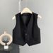Fashionable Short White Suit Women, Suitable For Outer Wear, Simple Versatile, Thin Sleeveless Stylish And Trendy Vest_ecoleips.com