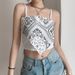 European And American Street Style Paisley Print Camisole Top Women Slim Fit Versatile Slimming Short Inner T-Shirt For_ecoleips.com