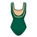 Women's Solid Color Laser Cut Swimsuit Sexy One Piece Nylon Swimwear_ecoleips.com