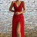Women's Clothing Sexy V-neck halter slit fashion slim-fit dress for women_ecoleips.com