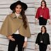 "Chic Wool Cape Shawl Coat For Women – Versatile Winter & Autumn Outerwear, Oversized Fit, European Style, Khaki/Red/Black"_ecoleips.com