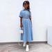 Women's Clothing New Mid Length Shirt Denim Dress A Line_ecoleips.com