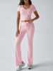 Audday 2025 Spring Summer Elegant Solid Color Round Neck Urban Casual Women's Pants Fashion Set_ecoleips.com