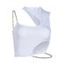 Thai Street Style Irregular Metal Chain Slim Fit New High Elastic Backless Crop Top Short Camisole_ecoleips.com