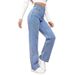 Cross-Border Foreign Trade European And American High-Waisted Women's Jeans Light Wash Loose Wide-Leg Plus Size_ecoleips.com