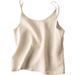 Summr Nw Styl Artistic Cotton-linn Camisol Womn's Loos-fitting Solid Color Simpl Slvlss Bas Top In Plus_ecoleips.com