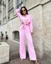 Women's Solid Color Lapel Long Sleeve Shirt And Pants Two Piece Set European American Style Casual Autumn Top_ecoleips.com